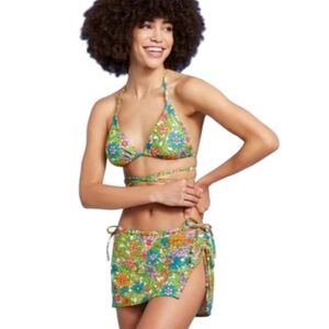 2/$5 NWT XL Wild Fable Floral Swim Coverup - Green Multi